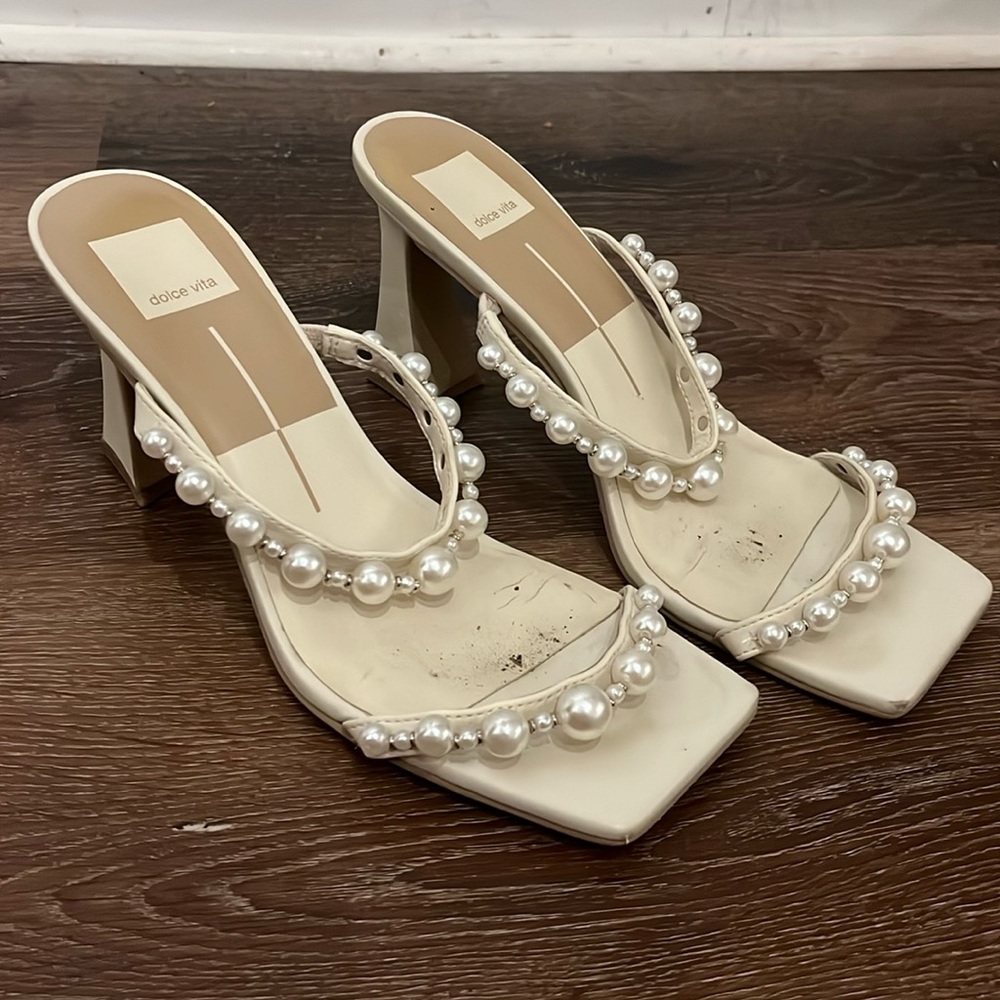 Dolce Vira Pearl flare heel shoes
